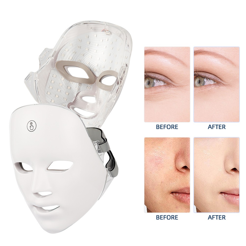 Máscara De Fóton LED De 7 Cores , Ferramenta Facial De Beleza Antienvelhecimento Para Cuidados Com A Pele
